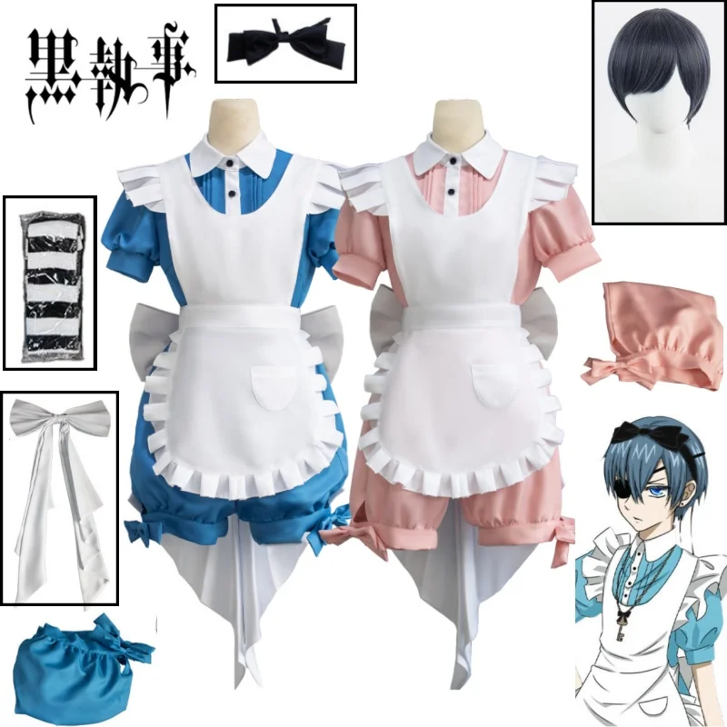 Ciel Phantomhive Maid Cosplay Costume Alice Dress Anime Style Maid Outfit Puff Sleeve Top Bloomers White Apron Roleplay Suit
Ciel Phantomhive Maid Cosplay Costume Alice Dress Anime Style Maid Outfit Puff Sleeve Top Bloomers White Apron Roleplay Suit