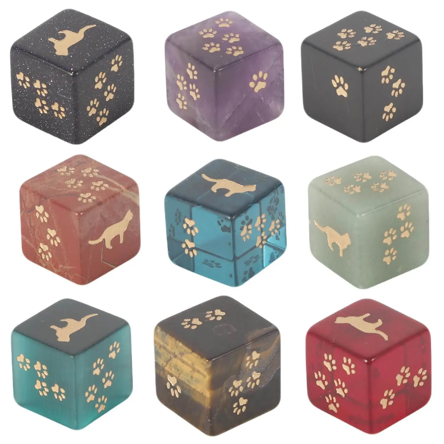 Natural Amethyst Dice Cat Claw D&D Dice D6 Gem Kitten Gemstone Crystal Stone Cube Board Tabletop Game Dice for DND RPG Player
Natural Amethyst Dice Cat Claw D&D Dice D6 Gem Kitten Gemstone Crystal Stone Cube Board Tabletop Game Dice for DND RPG Player