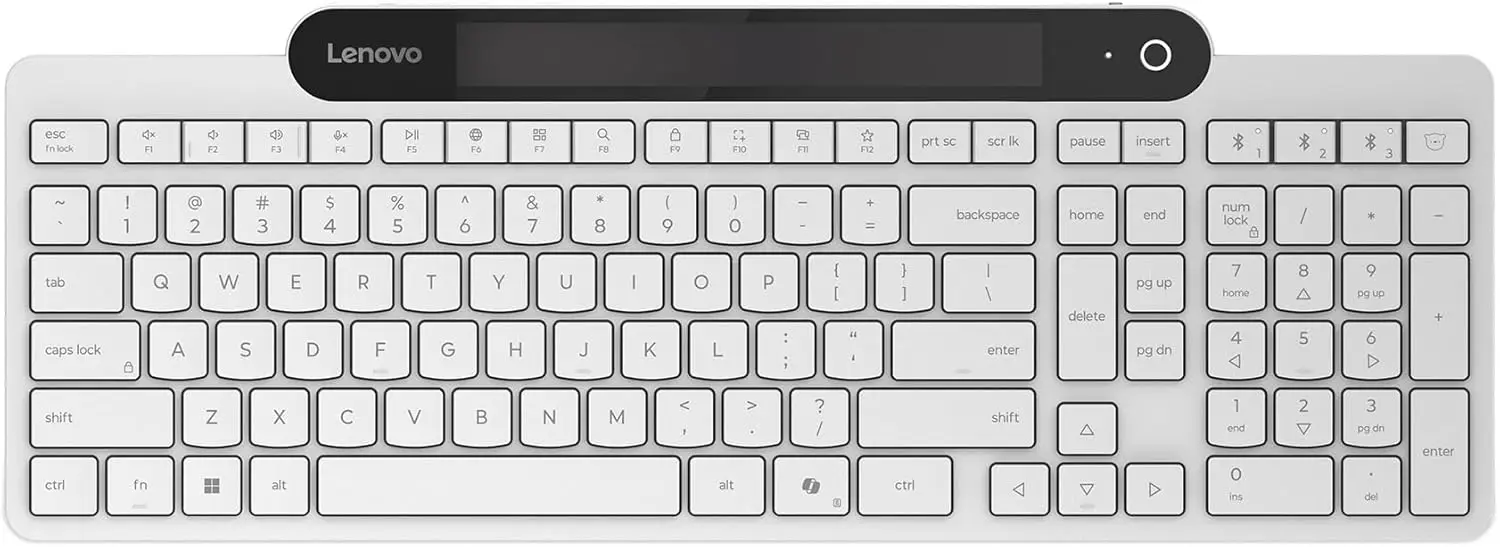 Self-Charging Bluetooth Keyboard, Uses Ambient Light, Bluetooth 5.1, Supports 3 Devices, Battery-Free, Wireless, White
Self-Charging Bluetooth Keyboard, Uses Ambient Light, Bluetooth 5.1, Supports 3 Devices, Battery-Free, Wireless, White