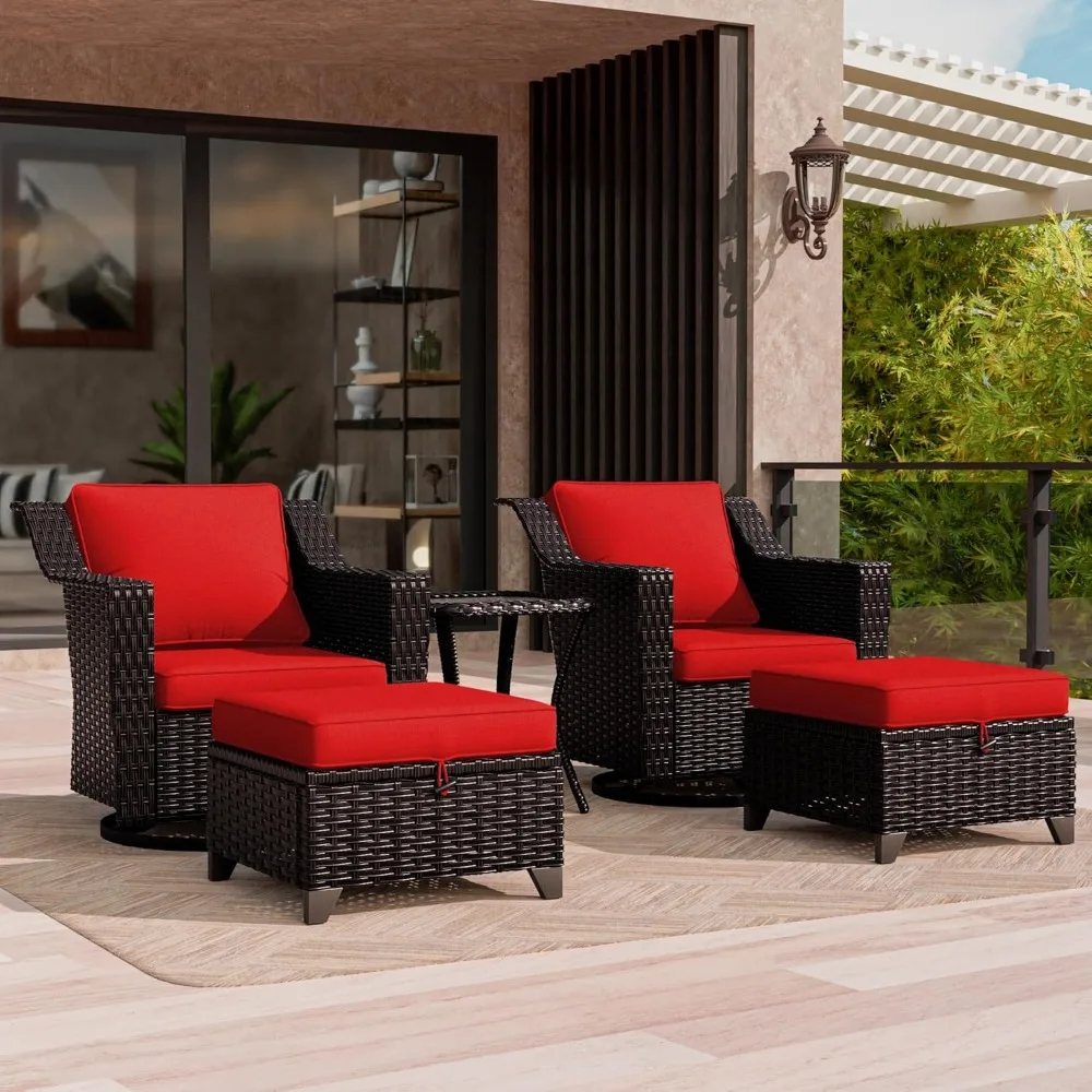 5 Piece Patio Conversation Sets, Outdoor PE Rattan Wicker Furniture Sets with 2 Swivel Chair, 2 Ottoman, 1 Coffee Table, Ideal f
5 Piece Patio Conversation Sets, Outdoor PE Rattan Wicker Furniture Sets with 2 Swivel Chair, 2 Ottoman, 1 Coffee Table, Ideal f