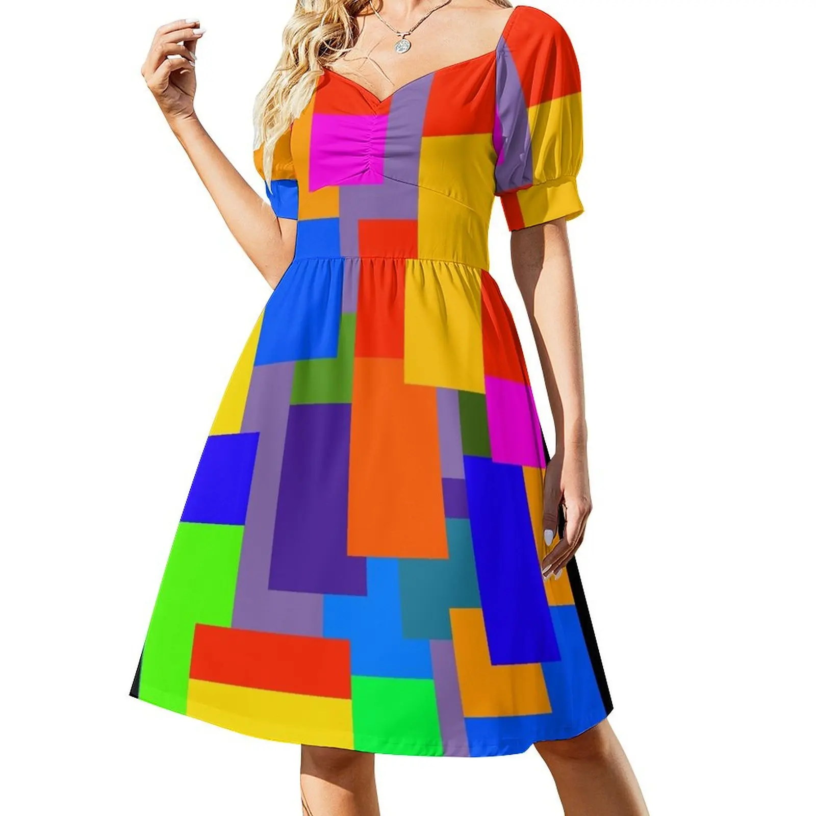 colorful retro 60s abstract pattern Short-Sleeved Dress women's luxury party dress Evening gown
colorful retro 60s abstract pattern Short-Sleeved Dress women's luxury party dress Evening gown
