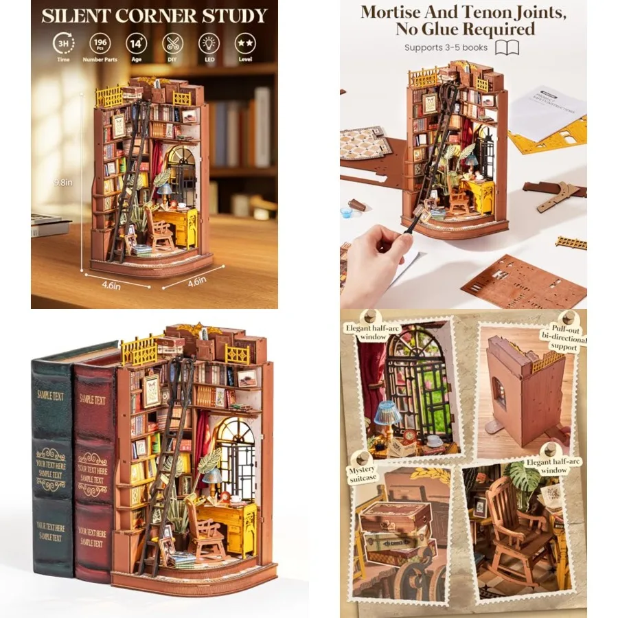 3-Hour Easy Build Dark Academia Book Nook Kit, Silent Corner Study TGE02, 3D Wooden Puzzle for Adults, Beginner DIY Miniature w
3-Hour Easy Build Dark Academia Book Nook Kit, Silent Corner Study TGE02, 3D Wooden Puzzle for Adults, Beginner DIY Miniature w