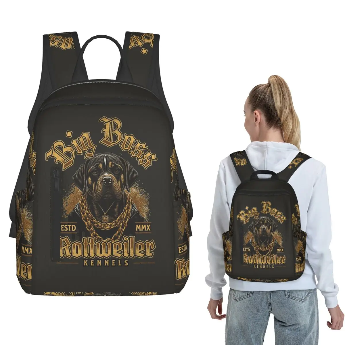 Big Boss Rottweiler Backpack Daypack Boys Girls BookBag School Bag Shoulder Bags for Men Women
Big Boss Rottweiler Backpack Daypack Boys Girls BookBag School Bag Shoulder Bags for Men Women
