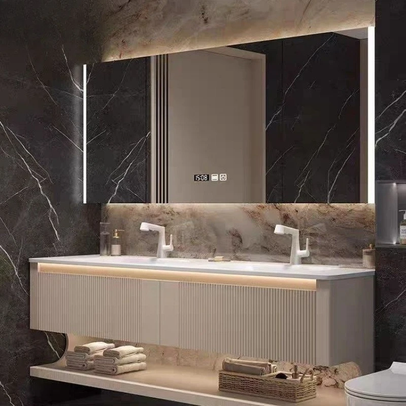 Bathroom washbasin basin cabinet rock slab hot bending integrated double basin oak bathroom cabinet combination
Bathroom washbasin basin cabinet rock slab hot bending integrated double basin oak bathroom cabinet combination