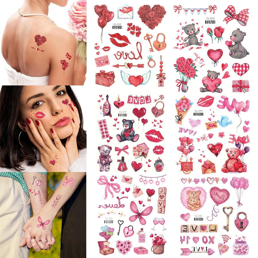 6Pcs Valentine's Day Heart Pattern Temporary Tattoo Stickers for Anniversary Wedding Birthday Party Hand Face Body Decor Sticker
6Pcs Valentine's Day Heart Pattern Temporary Tattoo Stickers for Anniversary Wedding Birthday Party Hand Face Body Decor Sticker
