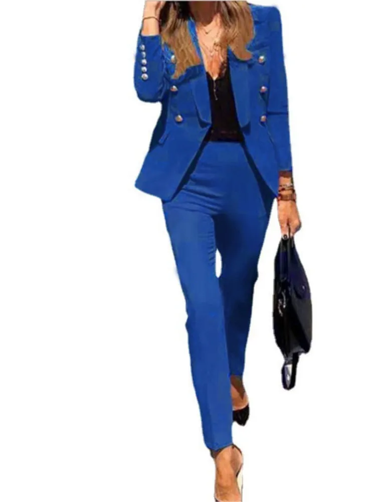 2025 Spring Autumn For Women's New Solid Color Fashion Double Breasted Suit Slim Pocket Pencil Pants Female Office 2 Piece Set
2025 Spring Autumn For Women's New Solid Color Fashion Double Breasted Suit Slim Pocket Pencil Pants Female Office 2 Piece Set