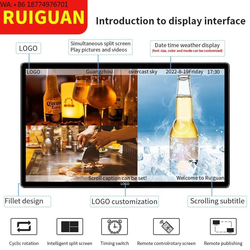 85 Inch Indoor Digital Poster Display Machine Hanging Wall Window Mounted LCD Menu Board Animation Advertising
85 Inch Indoor Digital Poster Display Machine Hanging Wall Window Mounted LCD Menu Board Animation Advertising