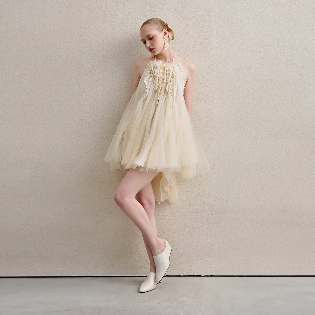Sweet Women's Beige Tulle Halter Mini Dresses Layered Ruffles Backless Short Wedding Guest Party Cocktail Summer Vacation Dress
Sweet Women's Beige Tulle Halter Mini Dresses Layered Ruffles Backless Short Wedding Guest Party Cocktail Summer Vacation Dress