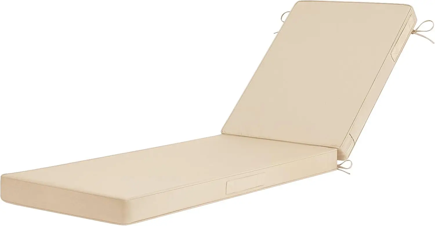 72x21x3 Patio Lounge Chair Cushions, 3-Layer Waterproof Outdoor Chaise Cushion with Removable Cover and 4 Ties, Beige
72x21x3 Patio Lounge Chair Cushions, 3-Layer Waterproof Outdoor Chaise Cushion with Removable Cover and 4 Ties, Beige