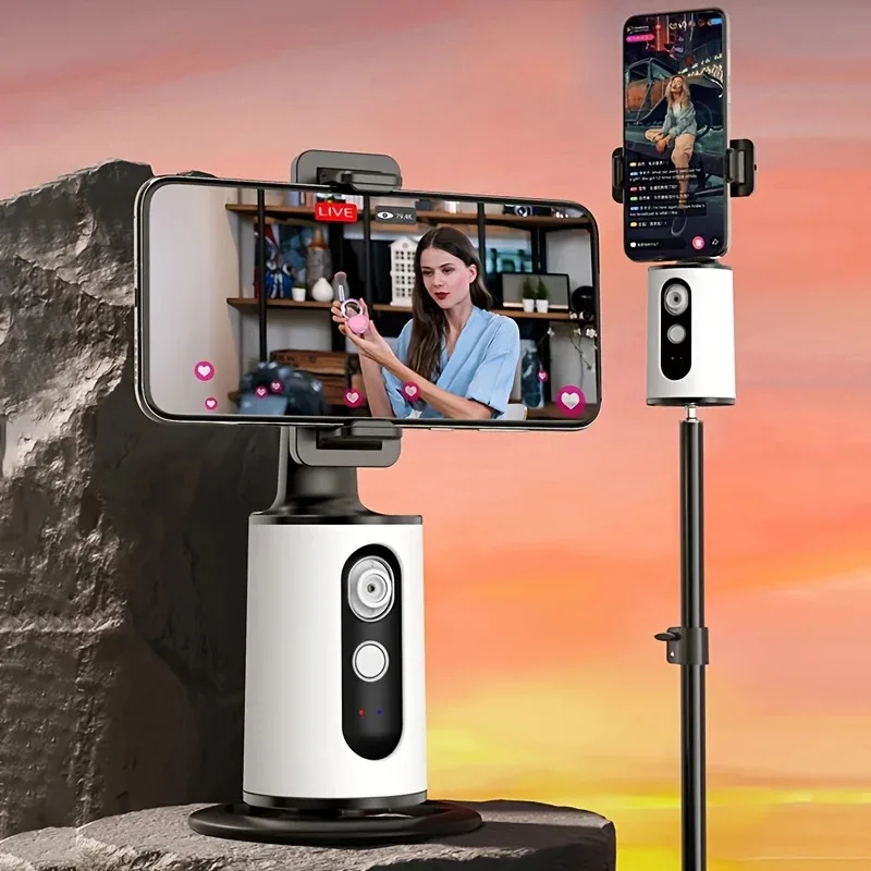 360 Rotation Auto Face Tracking Phone Holder Tripod Stand Smart Selfie Stick Fast Face & Object Tracking Cameraman Robot Mount
360 Rotation Auto Face Tracking Phone Holder Tripod Stand Smart Selfie Stick Fast Face & Object Tracking Cameraman Robot Mount
