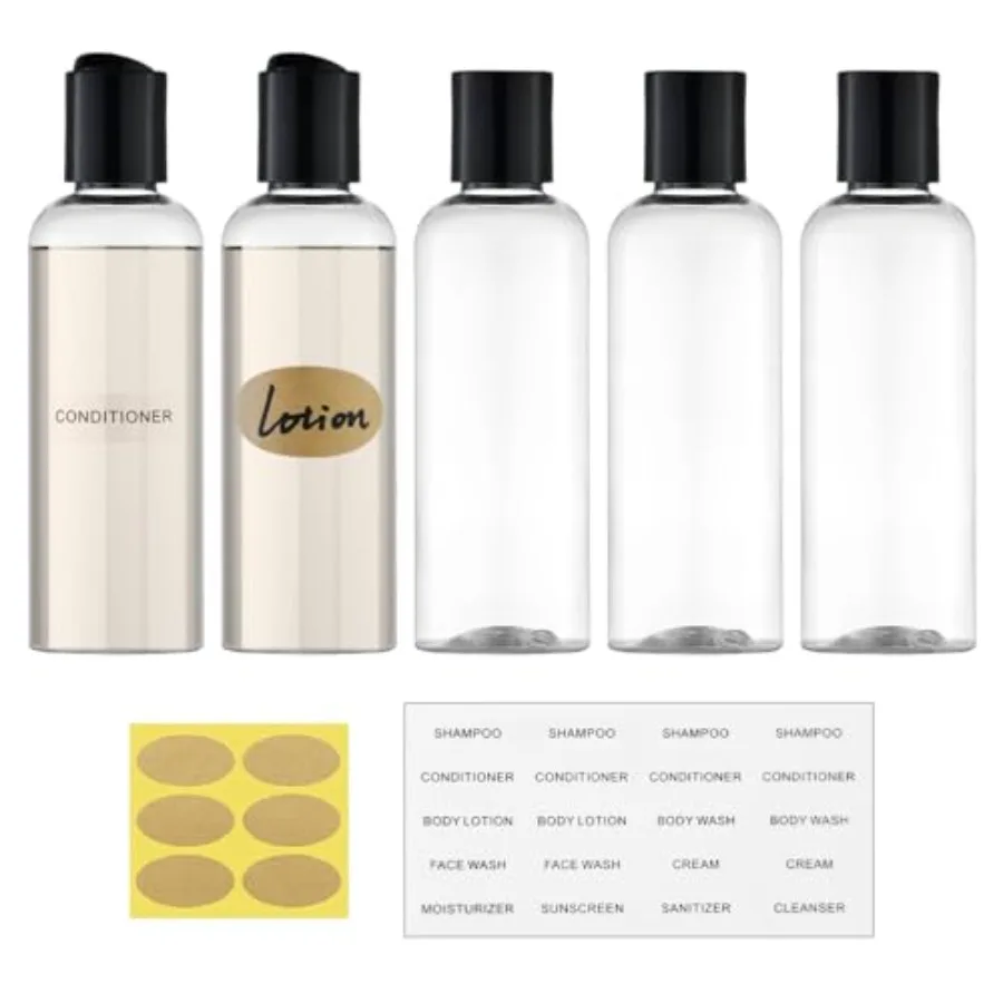 Travel Bottles for Toiletries 3.4 oz TSA Approved - 5 Pack Leak Proof Travel Size Containers, Squeezable Plastic Bottles with L
Travel Bottles for Toiletries 3.4 oz TSA Approved - 5 Pack Leak Proof Travel Size Containers, Squeezable Plastic Bottles with L