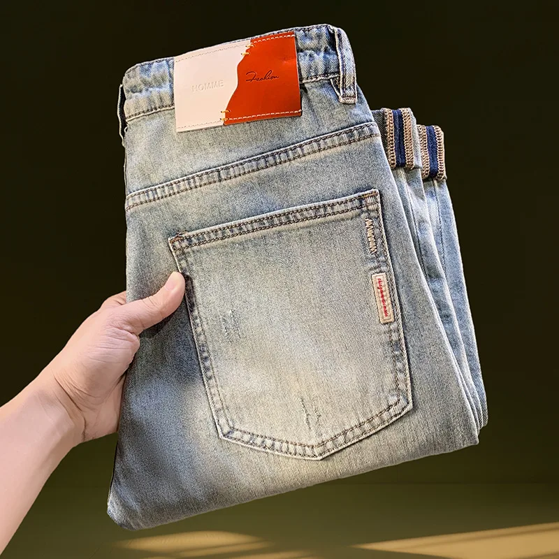 Eight point length jeans for men, summer thin style, trendy retro, scraped patch, elastic, breathable and loose men's pants
Eight point length jeans for men, summer thin style, trendy retro, scraped patch, elastic, breathable and loose men's pants