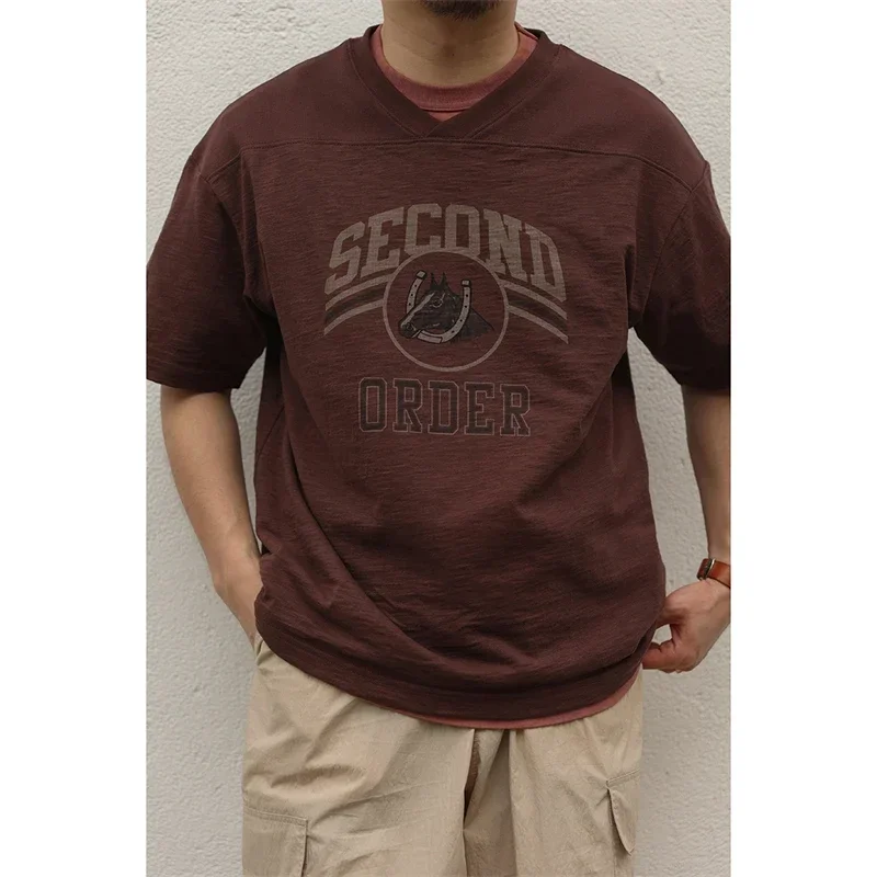 Second Order Retro American Football V-Neck Tee Shirt Loose Fit Slub Cotton T-Shirt Men
Second Order Retro American Football V-Neck Tee Shirt Loose Fit Slub Cotton T-Shirt Men