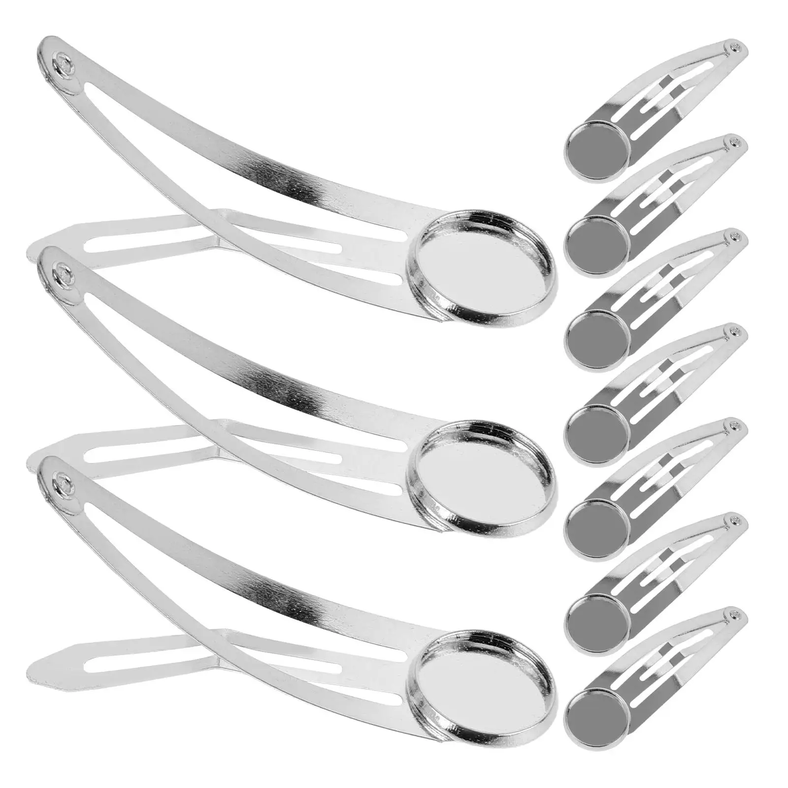 10 Pcs Snap Hair Clips Barrette Silver Cute Small Round Tray Shape Durable Iron Material Wedding Party Daily Life Hair
10 Pcs Snap Hair Clips Barrette Silver Cute Small Round Tray Shape Durable Iron Material Wedding Party Daily Life Hair