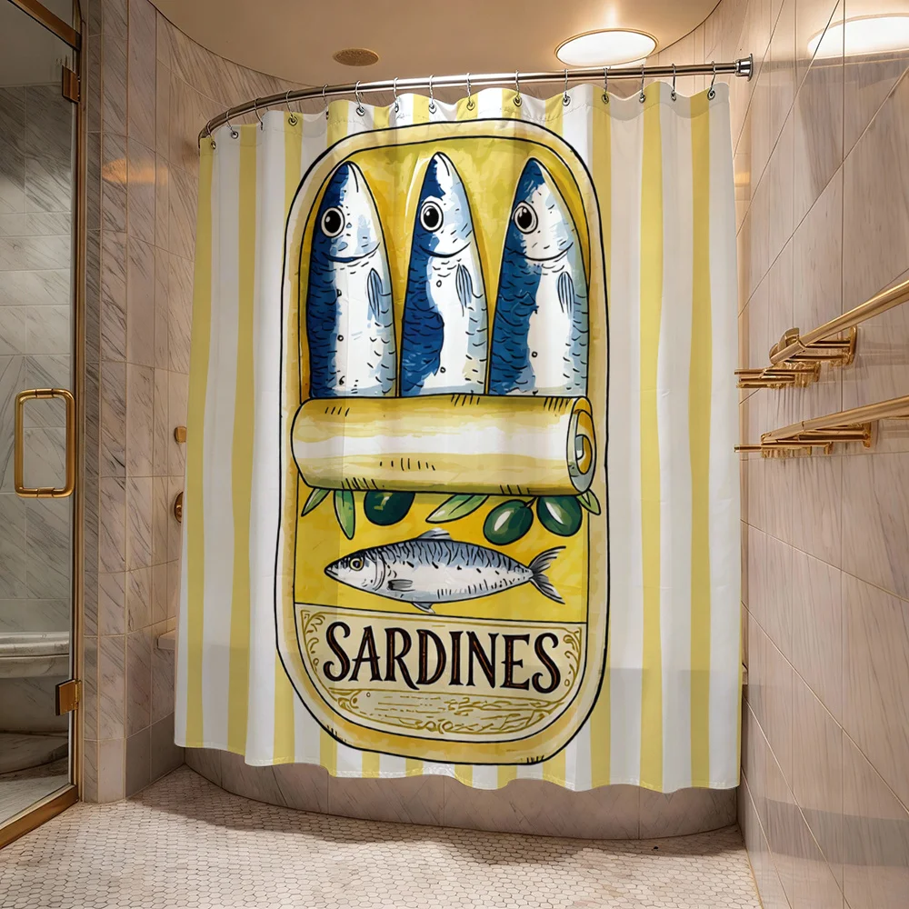 Nautical Sardine Shower Curtain Yellow Blue Fish Theme Waterproof Bathroom Decor curtain 180x180cm Home Accent
Nautical Sardine Shower Curtain Yellow Blue Fish Theme Waterproof Bathroom Decor curtain 180x180cm Home Accent