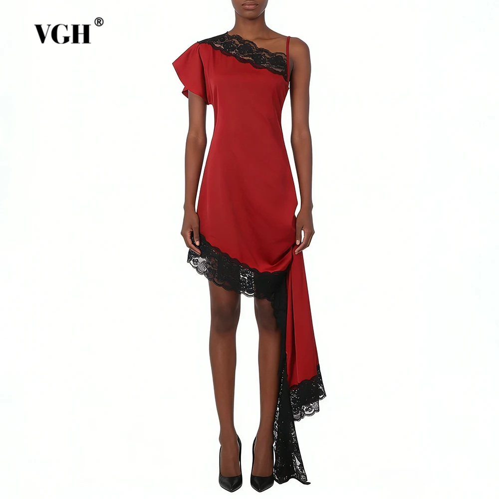VGH Сексуальное облегающее платье с цветными вставками и кружевом для женщин, с диагональным воротником, без рукавов, с высокой талией, повседневное асимметричное платье для женщин
VGH Сексуальное облегающее платье с цветными вставками и кружевом для женщин, с диагональным воротником, без рукавов, с высокой талией, повседневное асимметричное платье для женщин