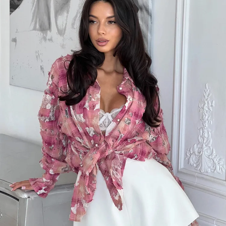 Spring Fashion Loose Plaid Cotton Women's Shirts 2026 Vintage Lapel Long Sleeve Blouse Elegant Lace Spliced Top Female Clothing
Spring Fashion Loose Plaid Cotton Women's Shirts 2026 Vintage Lapel Long Sleeve Blouse Elegant Lace Spliced Top Female Clothing