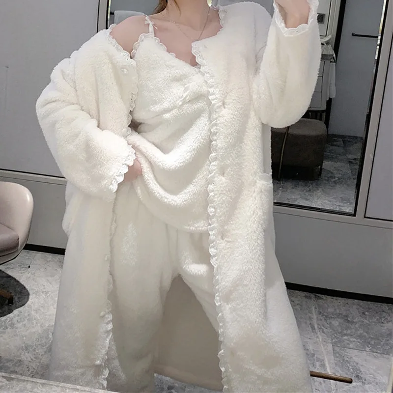 Winter Coral Fleece 3PCS Pajamas Set Women Sleepwear Flannel Long Sleeve Top Trouser Sleep Suit Casual Pyjamas Home Clothes
Winter Coral Fleece 3PCS Pajamas Set Women Sleepwear Flannel Long Sleeve Top Trouser Sleep Suit Casual Pyjamas Home Clothes