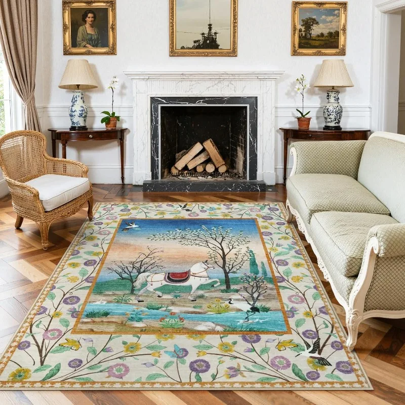 French Country Style Living Room Carpet Dream White Horse Illustration Bedroom Rug Machine Washable Non-slip Coffee Table Mat 러그
French Country Style Living Room Carpet Dream White Horse Illustration Bedroom Rug Machine Washable Non-slip Coffee Table Mat 러그
