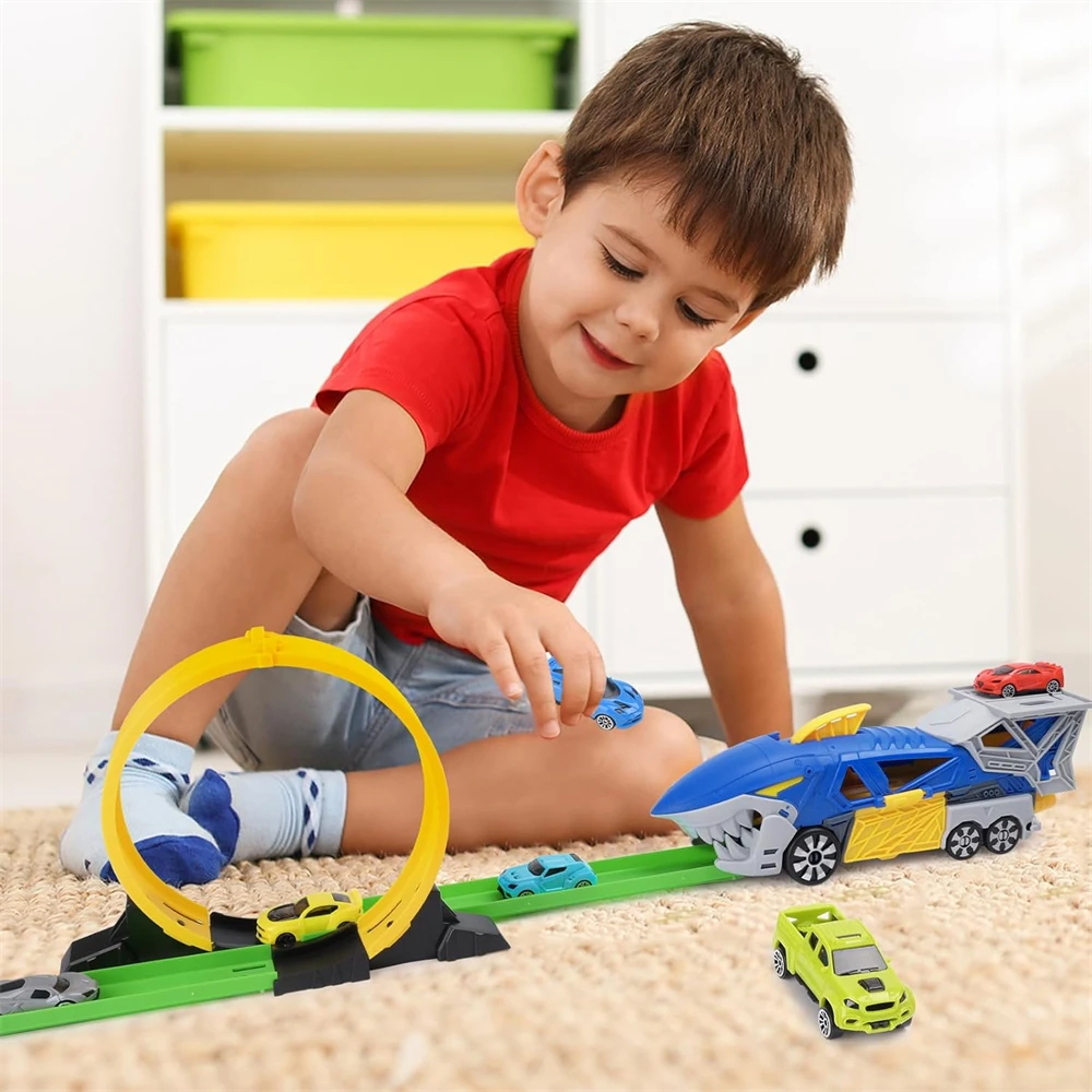 Toy Car Set with 6 Racing Cars, Educational Competitive Launch and Roll Track, Shark-Shaped Transport Vehicle, Perfect Gift for Boys Aged 3-7
Toy Car Set with 6 Racing Cars, Educational Competitive Launch and Roll Track, Shark-Shaped Transport Vehicle, Perfect Gift for Boys Aged 3-7
