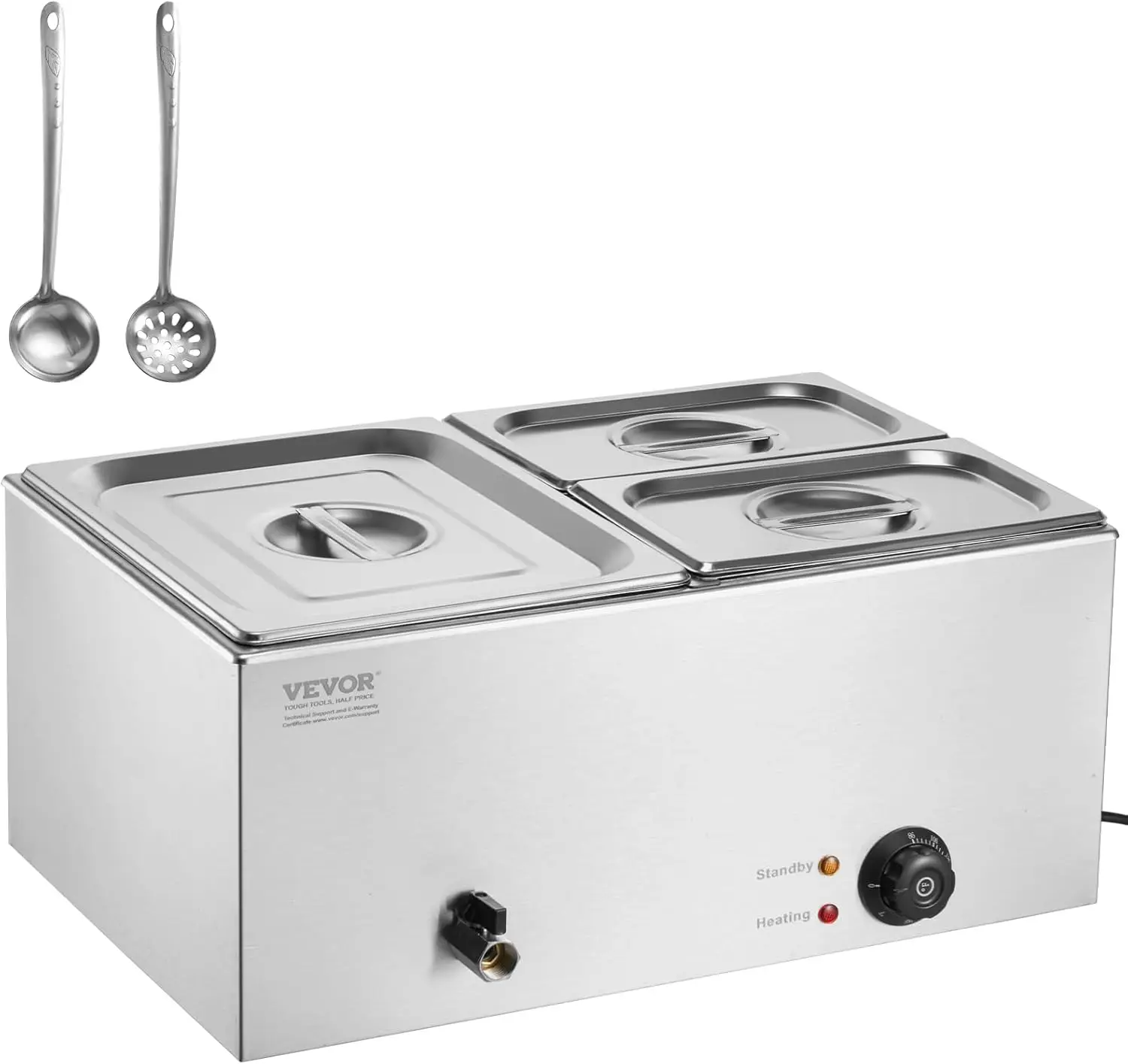 3-Pan Commercial Food Warmer, 17QT Electric Steam Table, 1200W Professional Countertop Stainless Steel
3-Pan Commercial Food Warmer, 17QT Electric Steam Table, 1200W Professional Countertop Stainless Steel