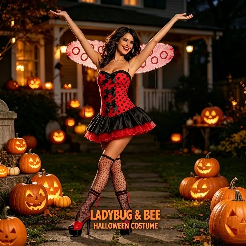 Halloween Insect Role-Play Tube Dress Tight Fitted Bee Ladybug Masquerade Party Cosplay Outfit
Halloween Insect Role-Play Tube Dress Tight Fitted Bee Ladybug Masquerade Party Cosplay Outfit