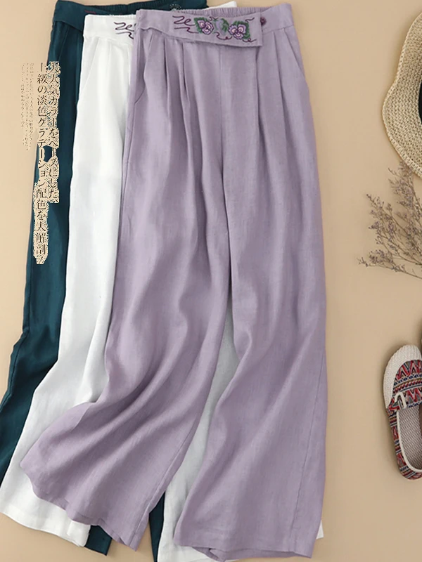 Artistic Large Size Wide Leg Pants Summer Loose Women's Casual Trousers Linen Embroidered High Waist Straight Cut Pants
Artistic Large Size Wide Leg Pants Summer Loose Women's Casual Trousers Linen Embroidered High Waist Straight Cut Pants