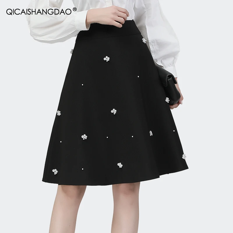 Fashion Pearls Beaded Black Midi Skirt Women' 2024 Spring Summer New High Waist A-Line Knee-length Casual Vintage Skirts
Fashion Pearls Beaded Black Midi Skirt Women' 2024 Spring Summer New High Waist A-Line Knee-length Casual Vintage Skirts