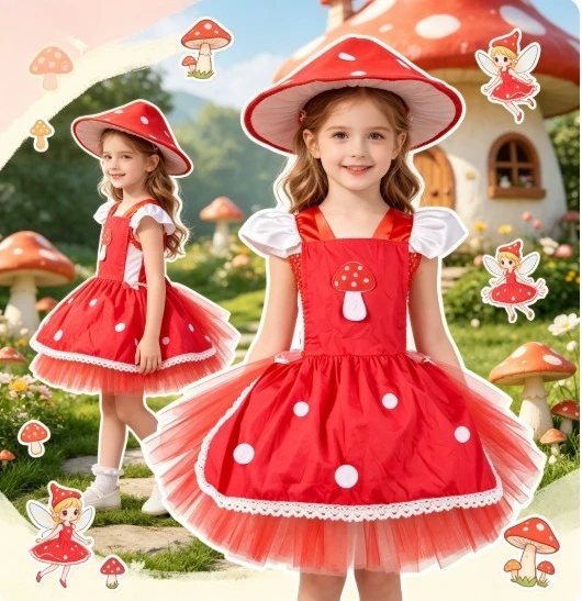 Red Mushroom Tutu Dress with Hat Set,2‑12Yrs Cosplay Costume for Halloween Birthday Party Dance Performance Stage Play Wear
Red Mushroom Tutu Dress with Hat Set,2‑12Yrs Cosplay Costume for Halloween Birthday Party Dance Performance Stage Play Wear