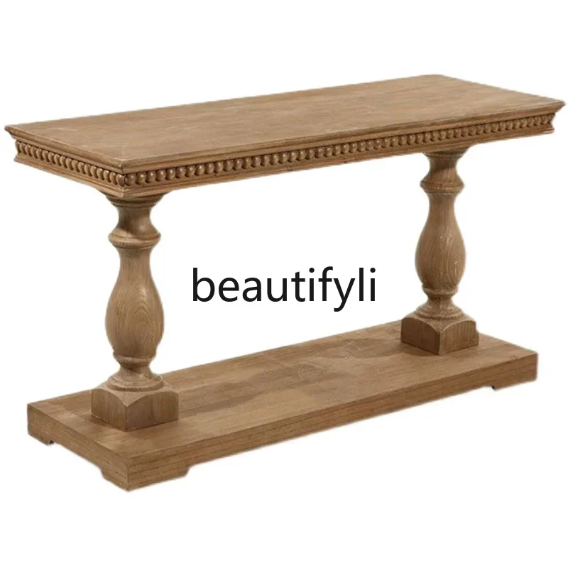 American light luxury solid wood carving flower entrance table retro wood color side table entrance table partition45
American light luxury solid wood carving flower entrance table retro wood color side table entrance table partition45