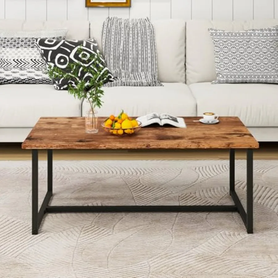 Coffee Table Rectangular Center Table for Living Room Open Space Side Table with Metal Frame, Easy Assembly, + Rustic Wood Coff
Coffee Table Rectangular Center Table for Living Room Open Space Side Table with Metal Frame, Easy Assembly, + Rustic Wood Coff