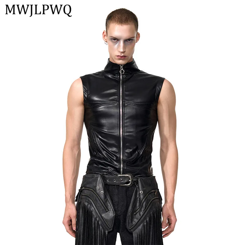 MWJLPWQ High Street PU Leather Vest Jacket Men Niche Stand Collar Zipper Sleeveless Motorcycle Slim Tops 2025 Autumn New 11570
MWJLPWQ High Street PU Leather Vest Jacket Men Niche Stand Collar Zipper Sleeveless Motorcycle Slim Tops 2025 Autumn New 11570