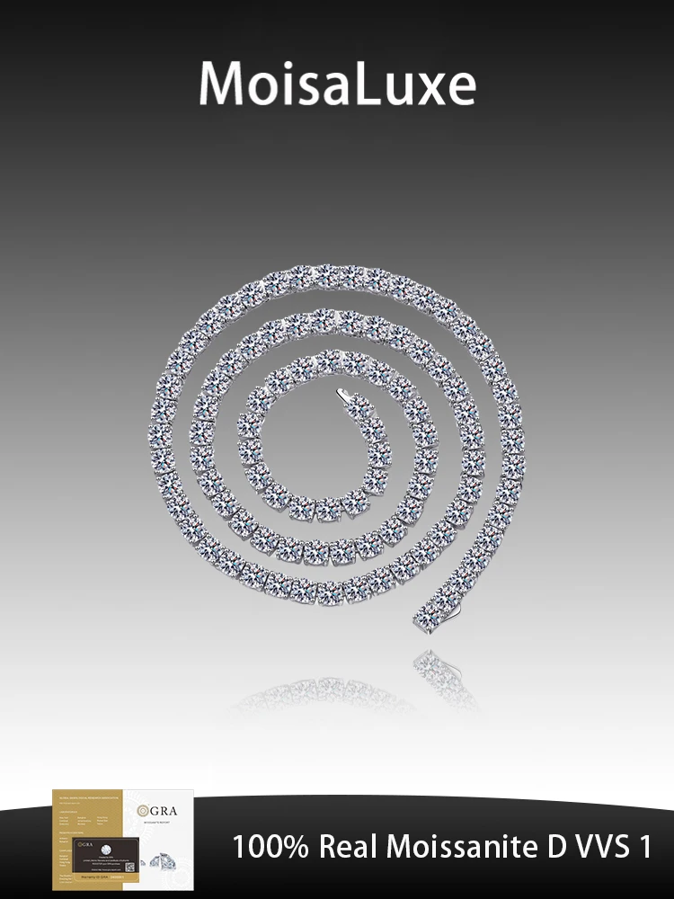 MoisaLuxe Official Store GRA Moissanite Plata Sterling 925 Silver Men's and Women's Tennis Chain Necklace Fashion Jewelry
MoisaLuxe Official Store GRA Moissanite Plata Sterling 925 Silver Men's and Women's Tennis Chain Necklace Fashion Jewelry