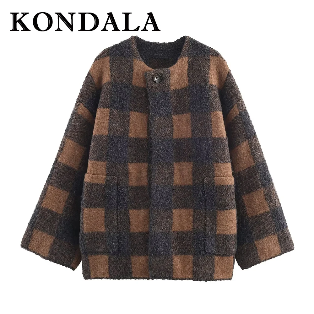 KONDALA винтажное коричневое осеннее клетчатое рождественское женское пальто мода 2025 г. свободное повседневное элегантное осенне-зимнее женское короткое пальто на пуговицах
KONDALA винтажное коричневое осеннее клетчатое рождественское женское пальто мода 2025 г. свободное повседневное элегантное осенне-зимнее женское короткое пальто на пуговицах