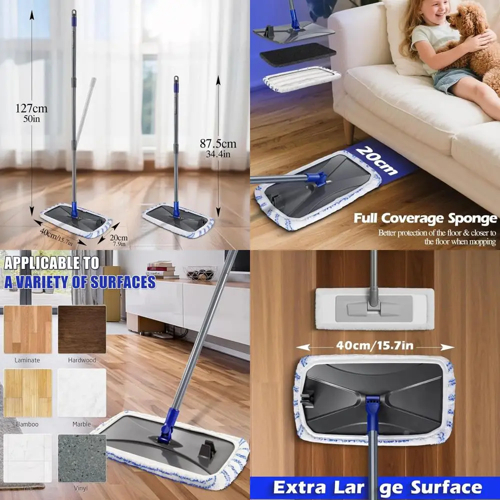 Большая швабра для влажной и сухой уборки с 5 моющимися насадками и ручкой для полов из твердых пород дерева, ламината, плитки и для уборки пыли
Большая швабра для влажной и сухой уборки с 5 моющимися насадками и ручкой для полов из твердых пород дерева, ламината, плитки и для уборки пыли