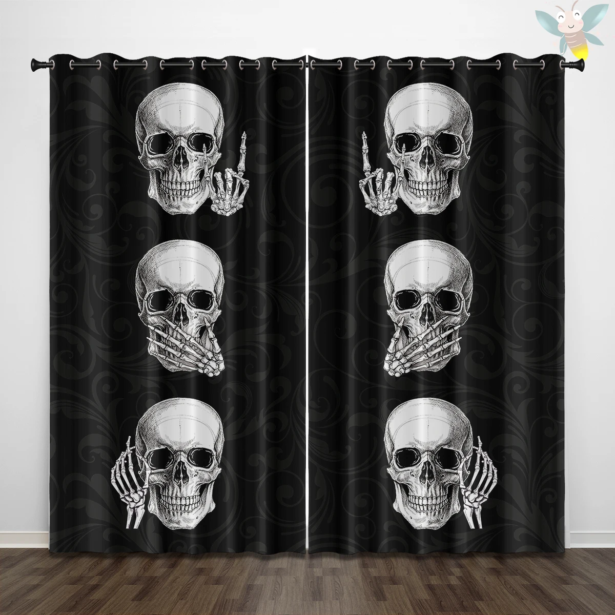 2pcs skull make gestures pattern curtain, suitable for living room, bedroom, study, office, sliding window, french window
2pcs skull make gestures pattern curtain, suitable for living room, bedroom, study, office, sliding window, french window