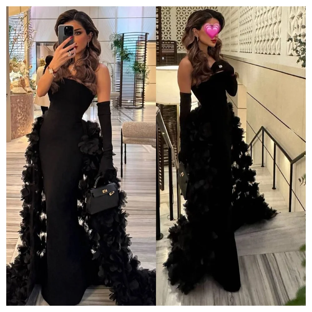 Customized Elegant Black Satin Evening Dress Fashion Strapless Sleeveless Party Dress Delicate Floor Length Celebrity Gowns
Customized Elegant Black Satin Evening Dress Fashion Strapless Sleeveless Party Dress Delicate Floor Length Celebrity Gowns