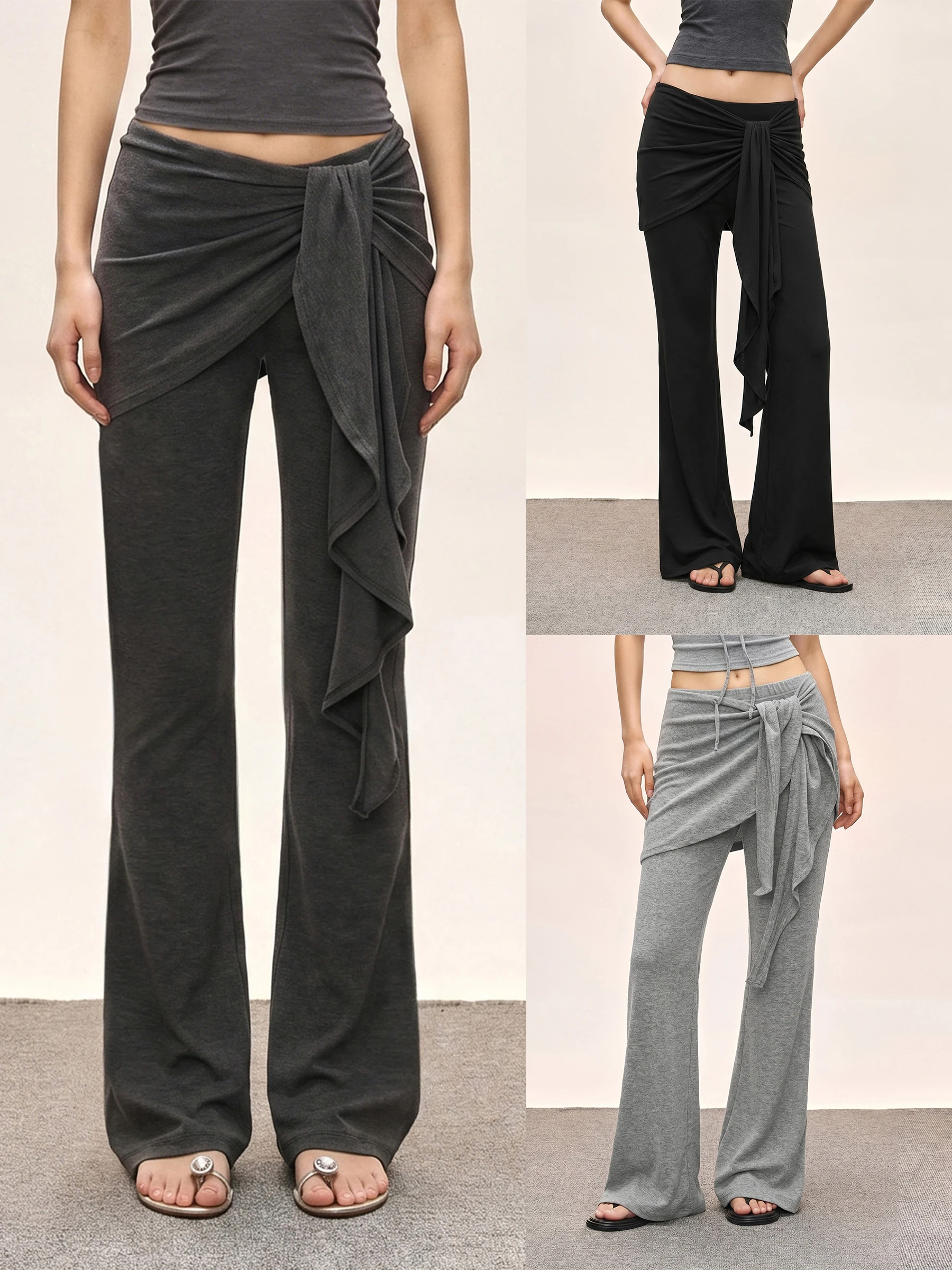 Low Waist Wide Leg Casual Pants Women's Summer Irregular Belt Design Spicy Girl November Holiday Two Pieces Micro Flared Pants
Low Waist Wide Leg Casual Pants Women's Summer Irregular Belt Design Spicy Girl November Holiday Two Pieces Micro Flared Pants