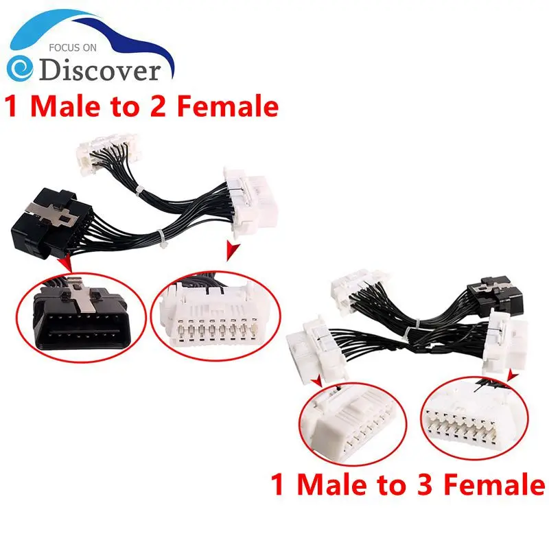 Extension Harness 16PIN Male to 2 Female/3 Female OBD2 16Pin Connector Electronic Wire Cable Splitter For ELM327
Extension Harness 16PIN Male to 2 Female/3 Female OBD2 16Pin Connector Electronic Wire Cable Splitter For ELM327