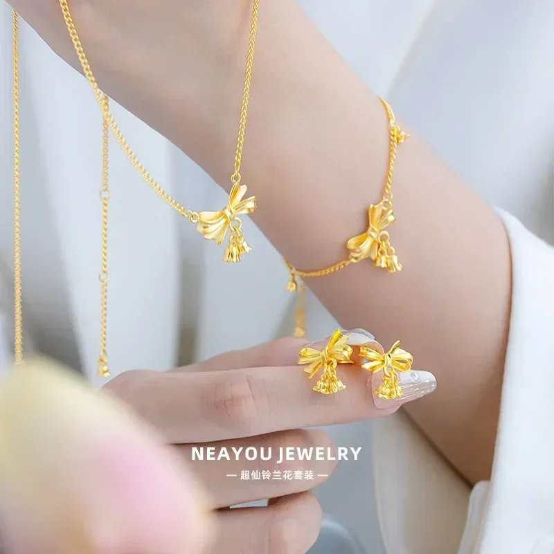 9999 real gold 24K yellow gold Fresh and Sweet Bow Flower Three-piece Set
9999 real gold 24K yellow gold Fresh and Sweet Bow Flower Three-piece Set