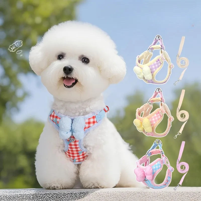 New Dog Leash with Bow, Checkered Chest and Back, Korean-style Outdoor Dog Walking, Bichon and Teddy Dog Leash
New Dog Leash with Bow, Checkered Chest and Back, Korean-style Outdoor Dog Walking, Bichon and Teddy Dog Leash