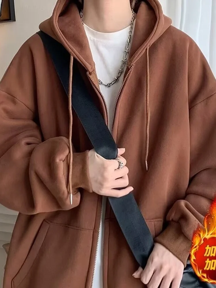 Мужская толстовка-кардиган American Style с капюшоном на флисовой подкладке, на молнии, свободного кроя, для молодежи, весна-осень, новый тренд
Мужская толстовка-кардиган American Style с капюшоном на флисовой подкладке, на молнии, свободного кроя, для молодежи, весна-осень, новый тренд