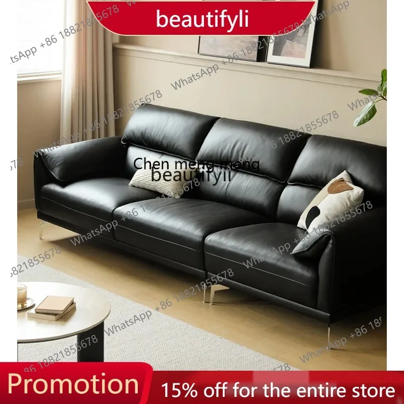 Leather sofa black first layer cowhide retro light luxury living room three-person straight row sofa A14
Leather sofa black first layer cowhide retro light luxury living room three-person straight row sofa A14