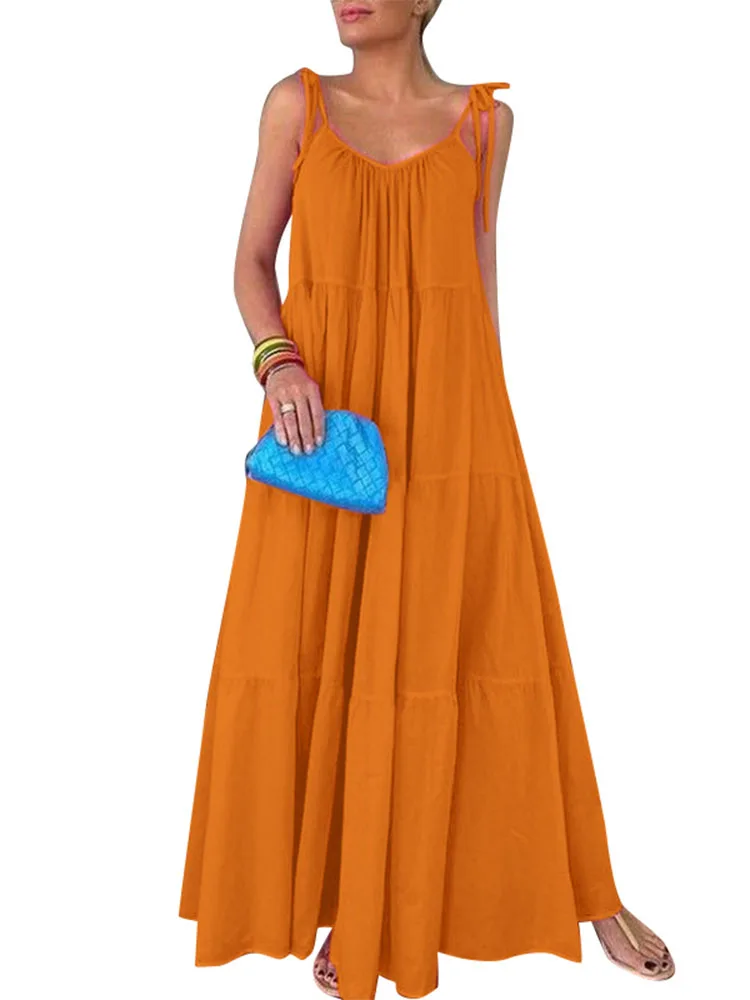 Plus Size VONDA Women Maxi Dress Summer Sleeveless Strap Sundress 2025 Bohemian Ruffled Party Vestidos Solid Color Casual Robe
Plus Size VONDA Women Maxi Dress Summer Sleeveless Strap Sundress 2025 Bohemian Ruffled Party Vestidos Solid Color Casual Robe