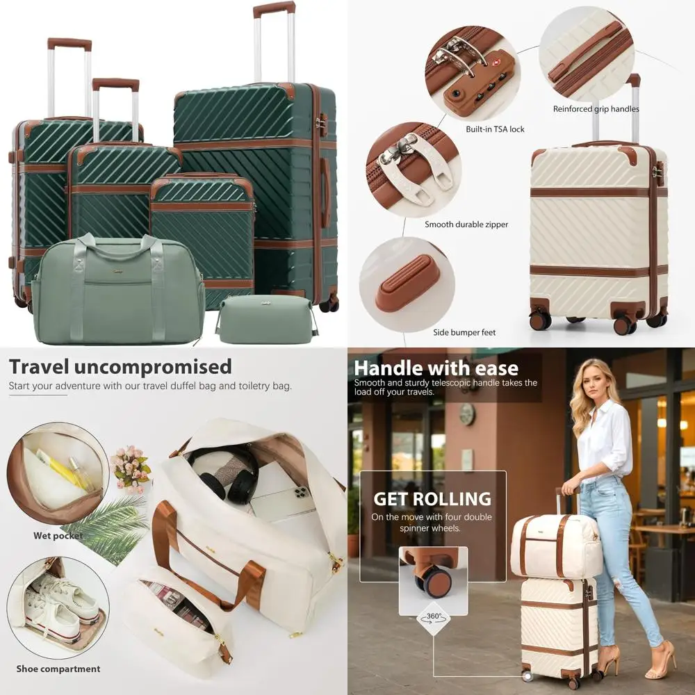 travel set luggage with carry-on, hardshell, tsa lock, spinner wheels, and telescopic handle
travel set luggage with carry-on, hardshell, tsa lock, spinner wheels, and telescopic handle