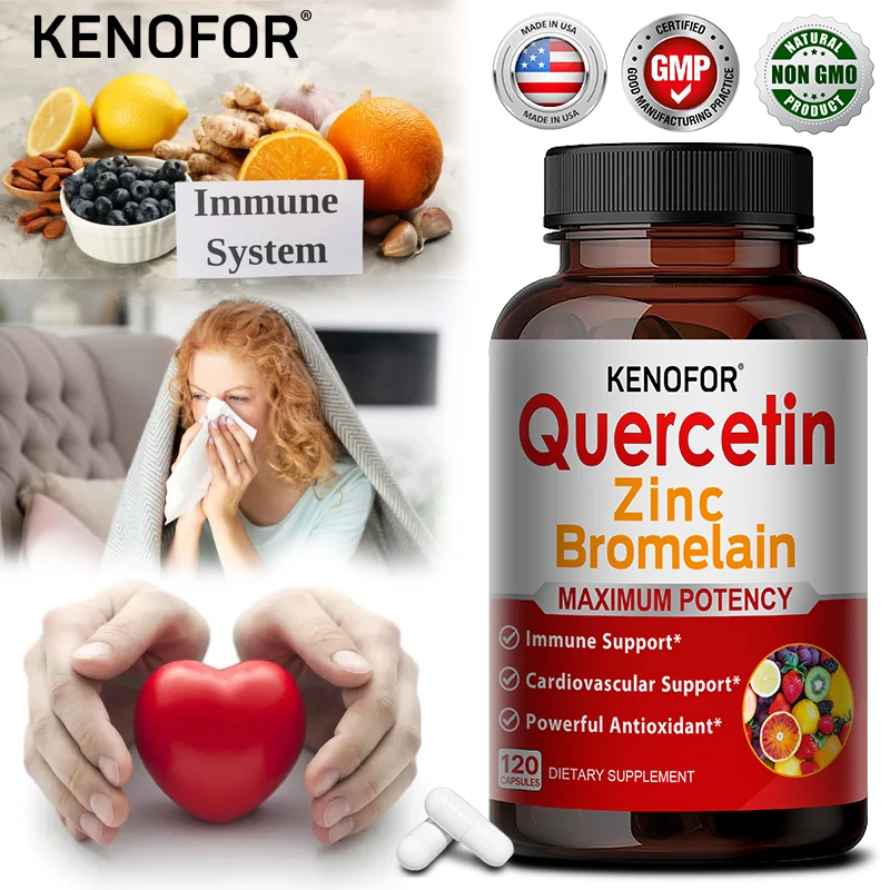 Zinc Quercetin Bromelain Capsules, Bioflavonoid Complex, Antioxidant, Support Immune, Cardiovascular & Respiratory Wellness
Zinc Quercetin Bromelain Capsules, Bioflavonoid Complex, Antioxidant, Support Immune, Cardiovascular & Respiratory Wellness