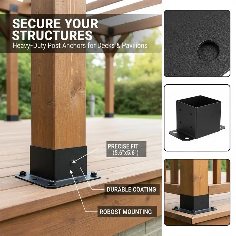 Column Anchor 5.6"x5.6" For Pavilion Deck Railing Support, Heavy Duty Powder-Coated 4 Pcs Matte Black Wood Base Plate
Column Anchor 5.6"x5.6" For Pavilion Deck Railing Support, Heavy Duty Powder-Coated 4 Pcs Matte Black Wood Base Plate