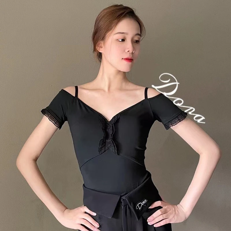 New Latin Dance Clothes Women Adult Off Shoulder Black Lace Tops Short SLeeves Practice Wear Ballroom Dance Bodysuit DNV18601
New Latin Dance Clothes Women Adult Off Shoulder Black Lace Tops Short SLeeves Practice Wear Ballroom Dance Bodysuit DNV18601