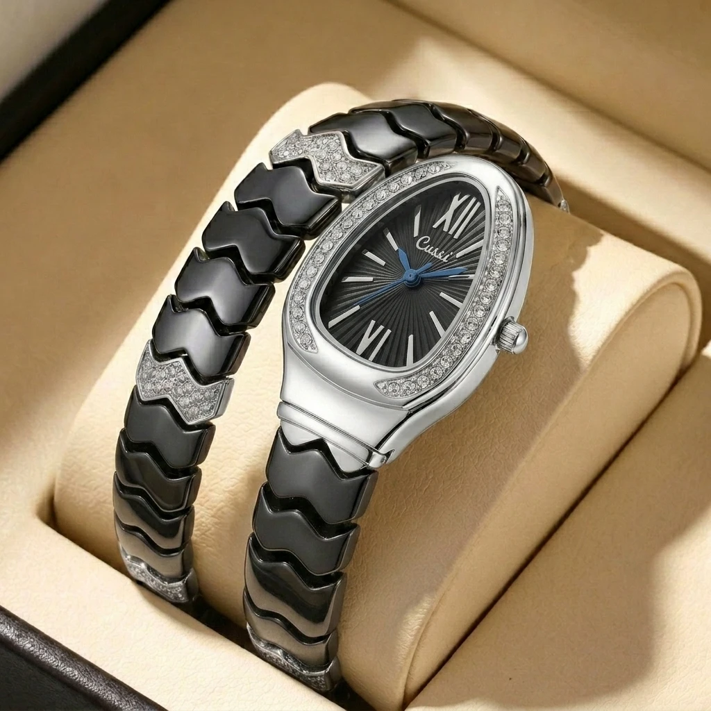 1pc Women's Double Wrap Bracelet Watch Stylish Oval Case Shiny Decor Black Band Fashion Accessory Daily Casual Formal Wear
1pc Women's Double Wrap Bracelet Watch Stylish Oval Case Shiny Decor Black Band Fashion Accessory Daily Casual Formal Wear