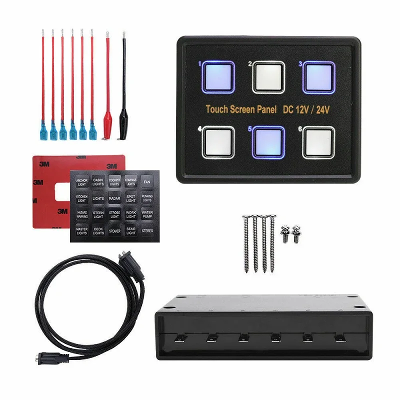 12/24V 6 Gang LED Touch Screen Switch Panel with Power Button Control Box For Car Marine Boat
12/24V 6 Gang LED Touch Screen Switch Panel with Power Button Control Box For Car Marine Boat